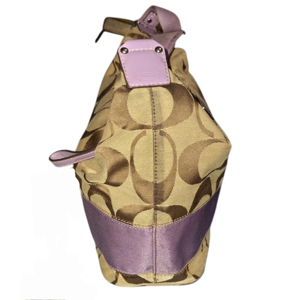 Coach Signature Canvas Hobo with Lavender Accent